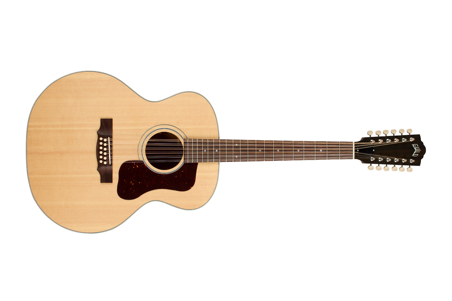 Horizontal front view of F-412E Standard Natural guitar