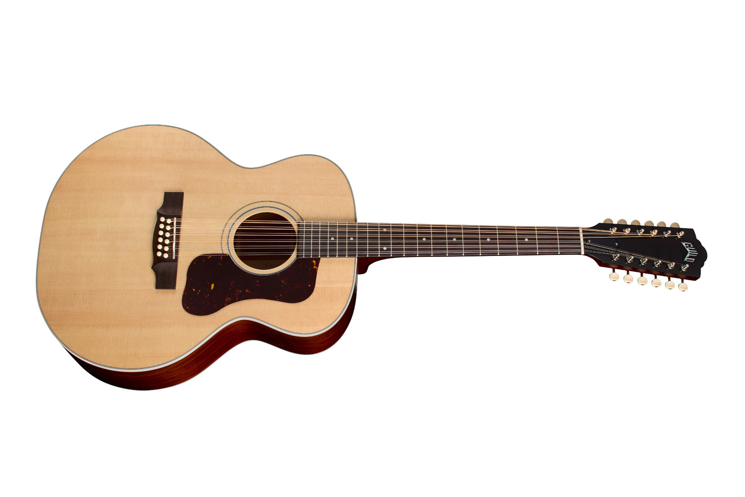Horizontal side view of F-412 Standard Natural guitar
