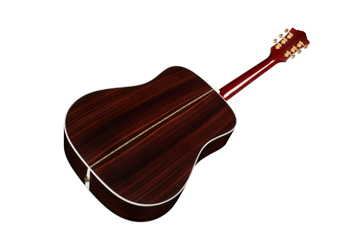 Horizontal back angle view of D-55E Antique Burst acoustic guitar