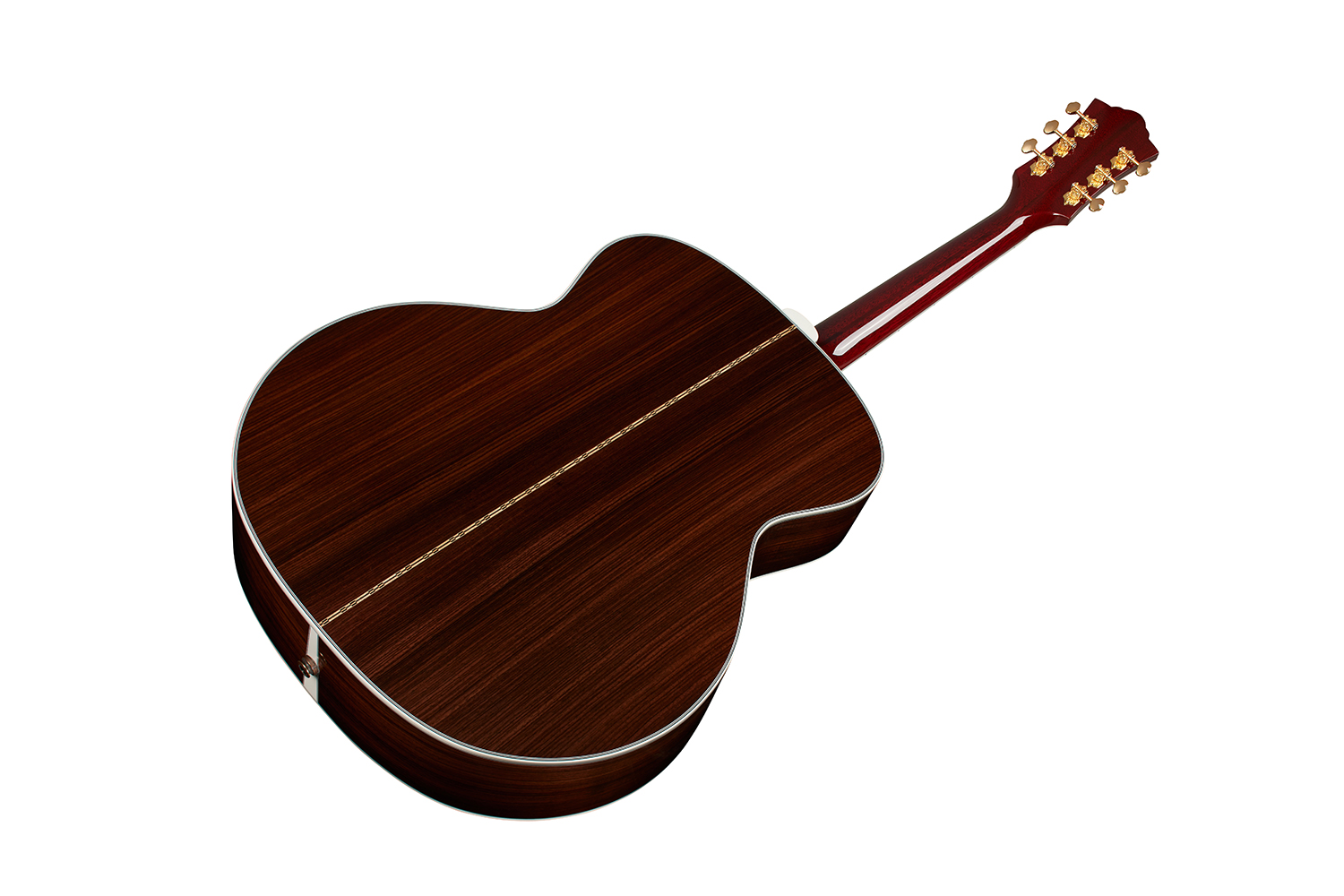 Horizontal back angle view of F-55E Natural guitar