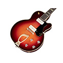 Horizontal body close-up view of M-75 Aristocrat Antique Sunburst guitar thumbnail