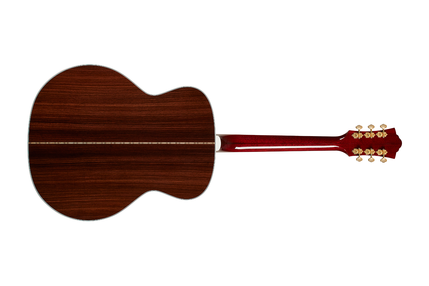 Horizontal back view of F-55E Natural guitar