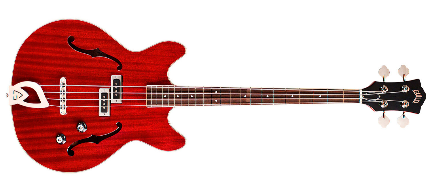 Horizontal front view of Starfire I Bass Cherry Red