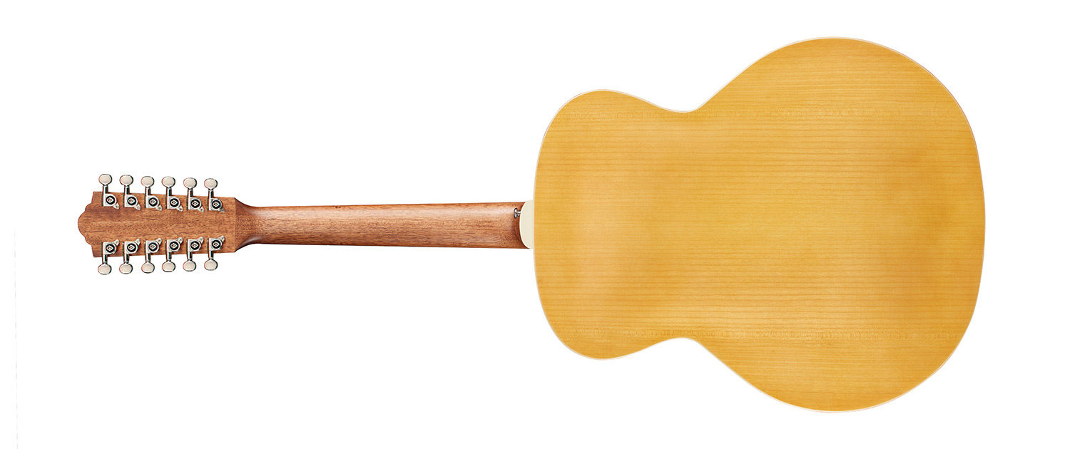 Horizontal back view of F-2512E Maple Left Handed guitar