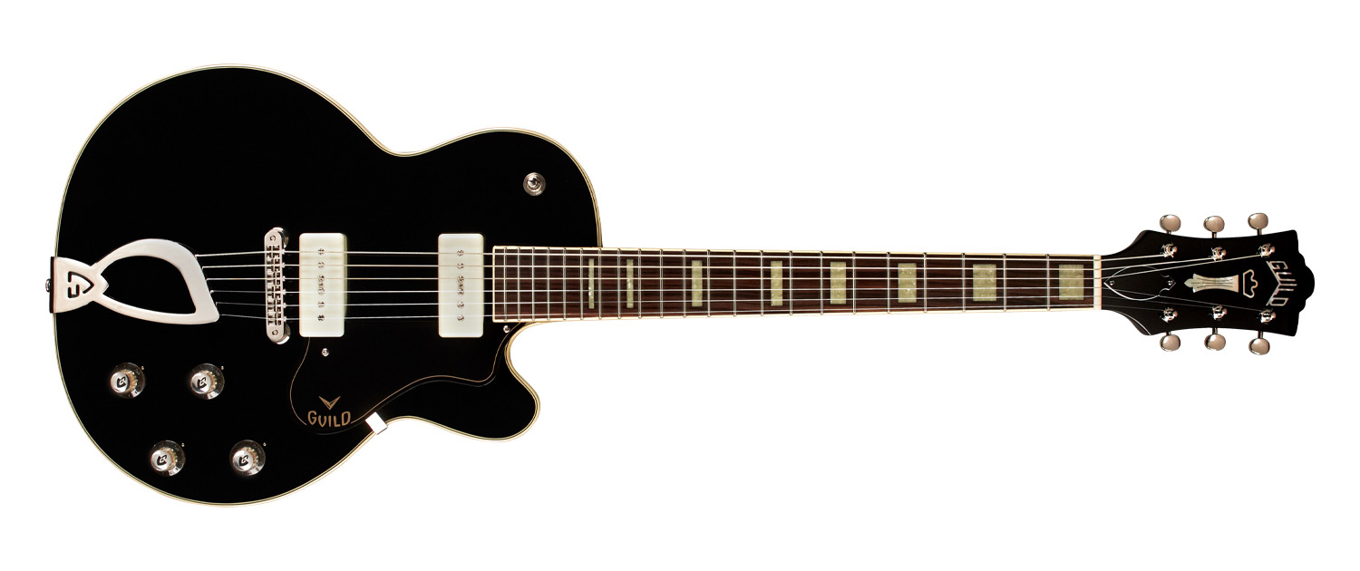Horizontal front view of M-75 Aristocrat Antique Sunburst guitar