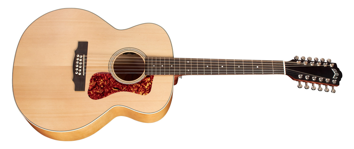 Horizontal side view of F-2512E Maple guitar