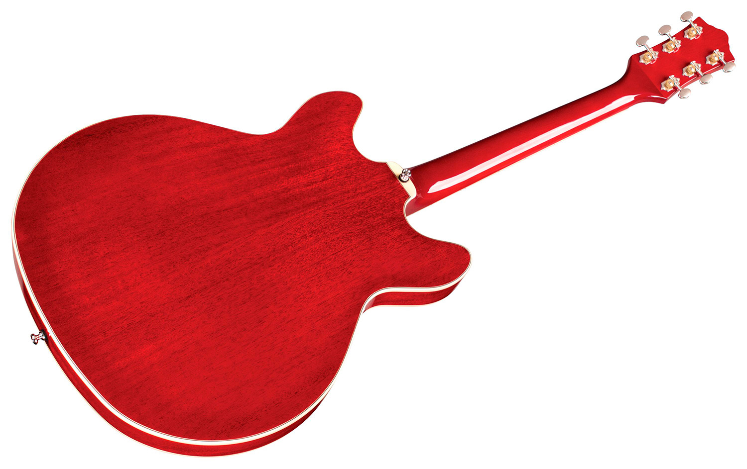 Horizontal back angle view of Starfire I DC Cherry Red guitar