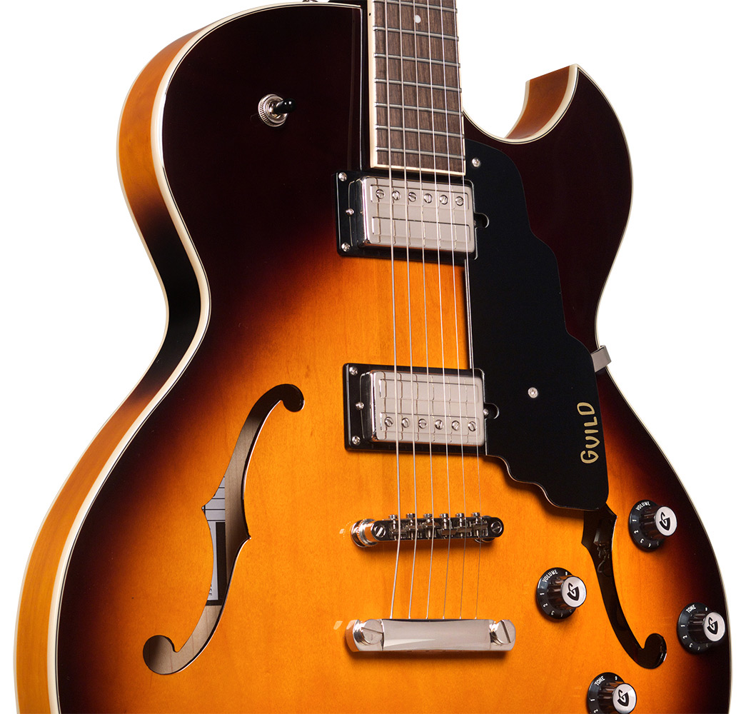 Close up front body view of Starfire I SC Antique Burst guitar