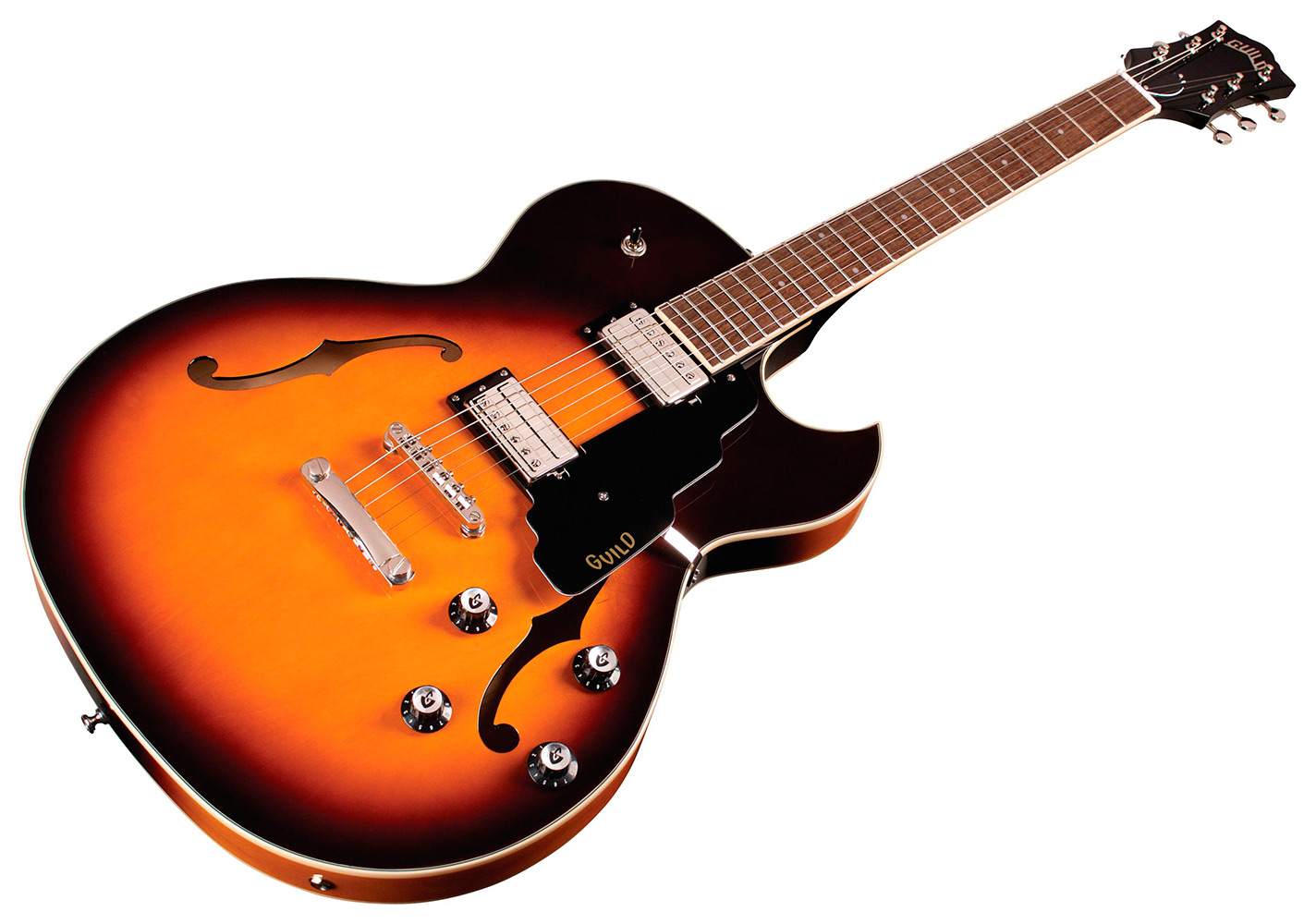 Horizontal front angle view of Starfire I SC Antique Burst guitar