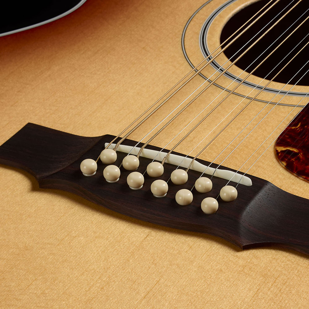 Close-up of F-412 Standard Pacific Sunset Burst bridge thumb