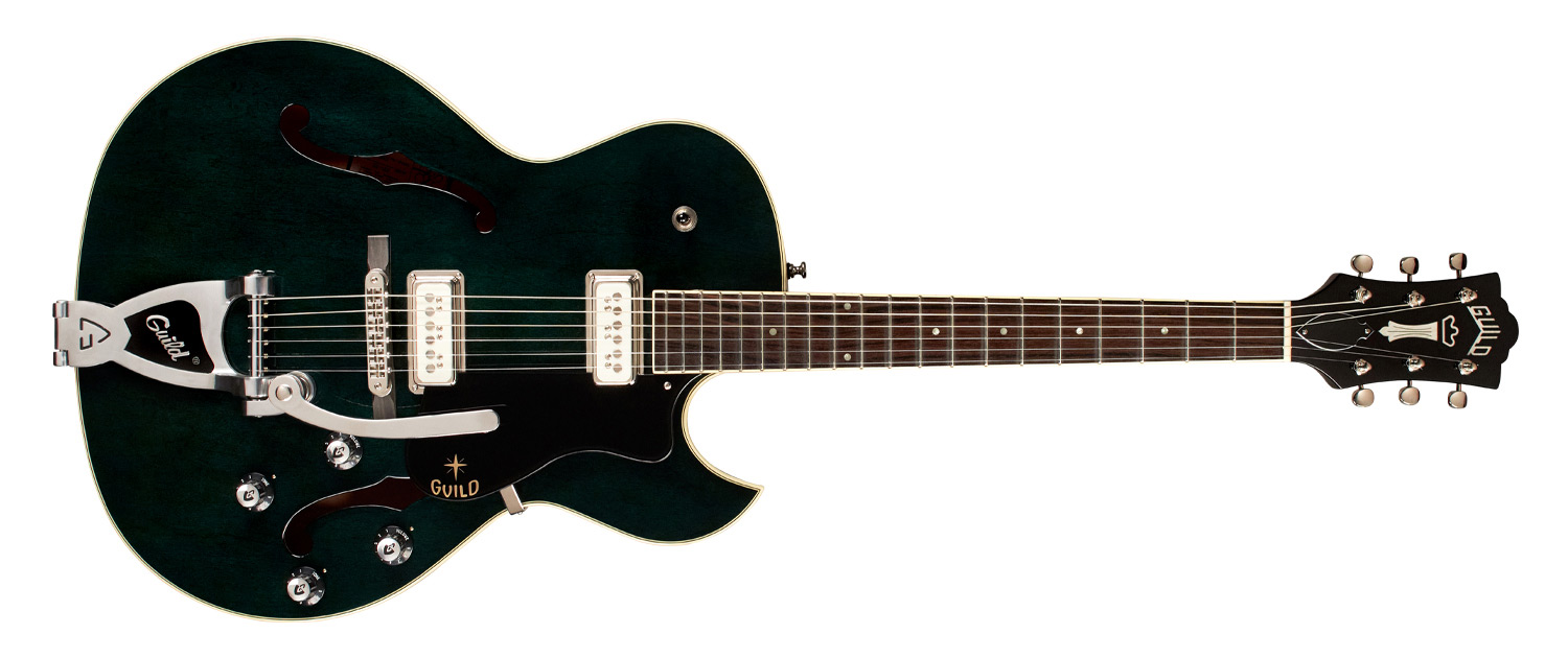 Horizontal front view of Starfire III Dynasonic guitar