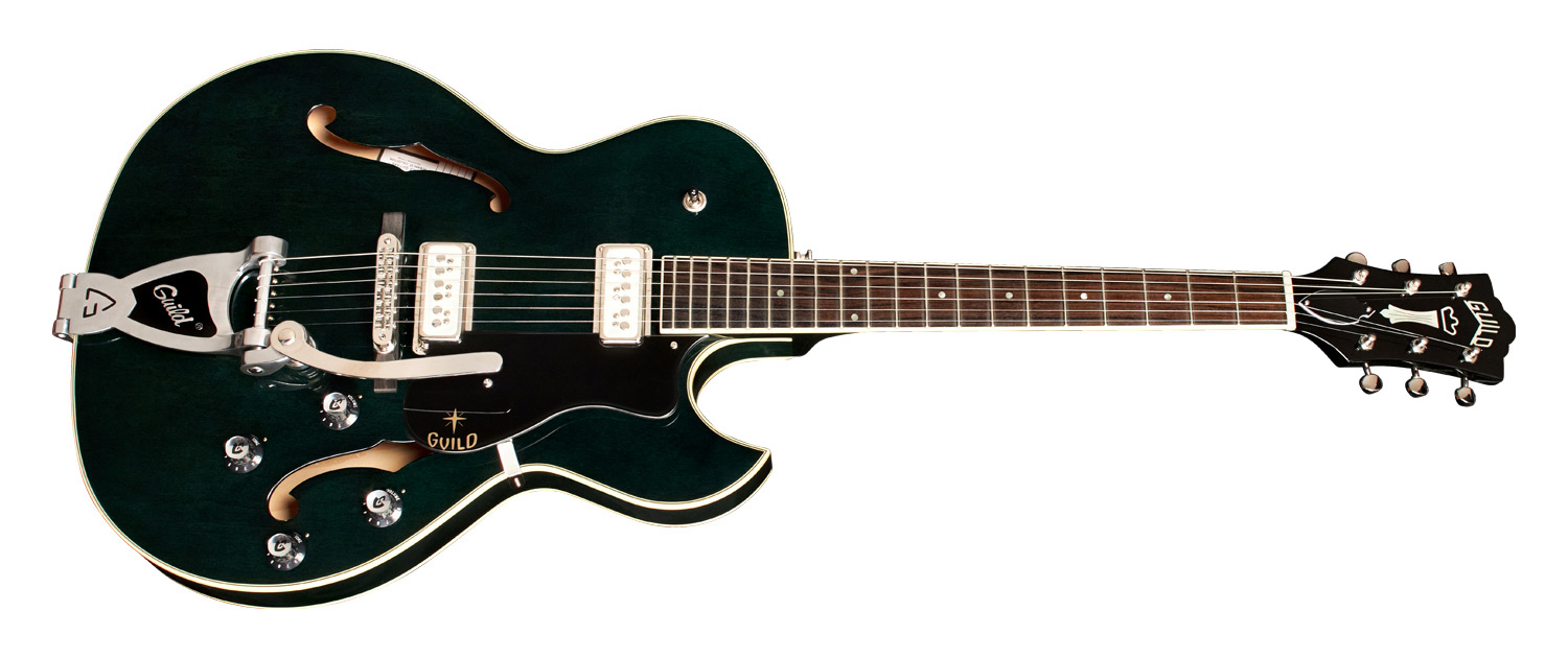 Horizontal side view of Starfire III Dynasonic guitar