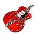 Horizontal angled front view of X-350 Stratford Scarlet Red guitar thumbnail