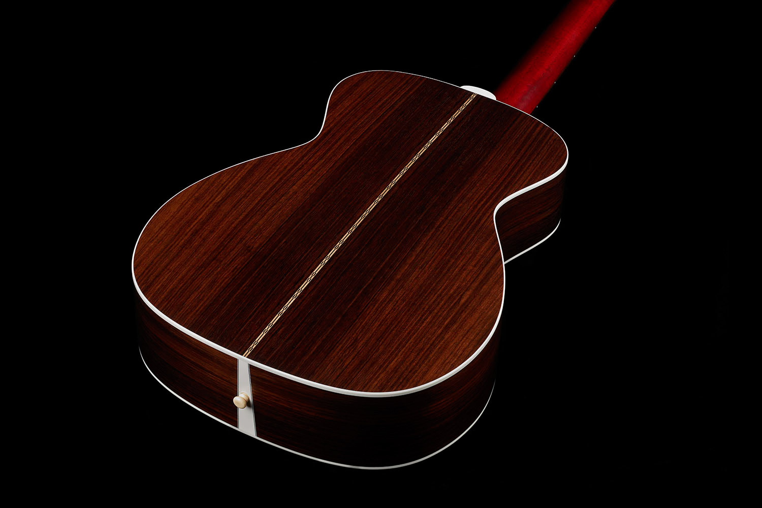 View of M-50 Standard Antique Burst back showcasing solid Indian rosewood back and sides