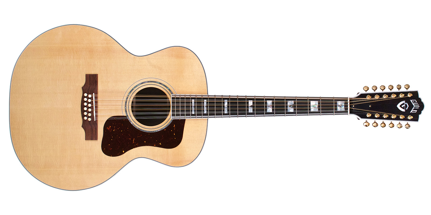 Horizontal front view of F-512 Natural guitar