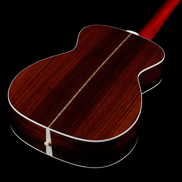 View of M-50 Standard Antique Burst back showcasing solid Indian rosewood back and sides thumb