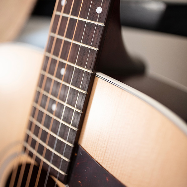 Close-up of F-40 Standard Natural neck and strings thumb