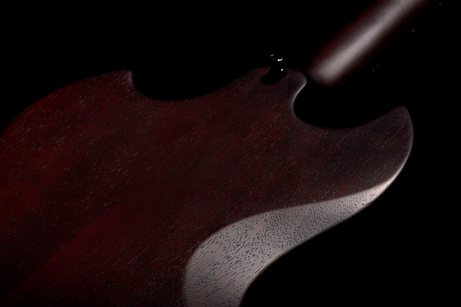 Close-up of the back body of Polara Limited Night Edition Vintage Walnut
