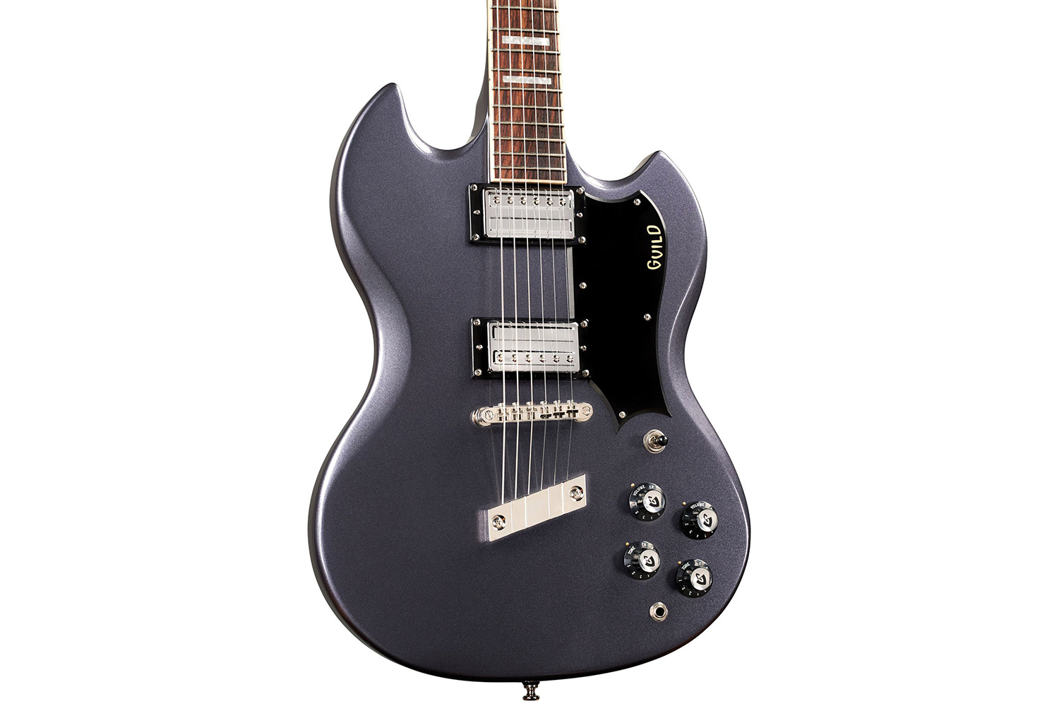 Close up body view of Polara Deluxe Canyon Dusk guitar