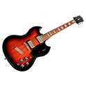 Angled front view of Polara Deluxe Vintage Sunburst electric guitar thumb