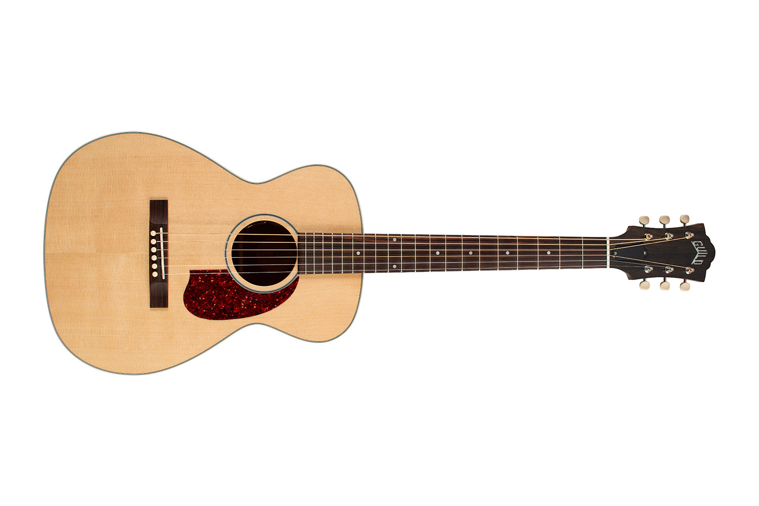 Horizontal front view of M-40E Standard Natural guitar