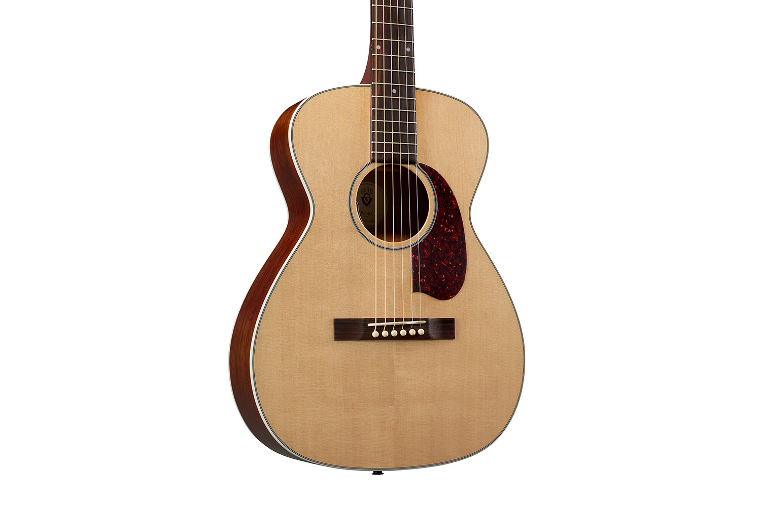 Close up body view of M-40E Standard Natural guitar