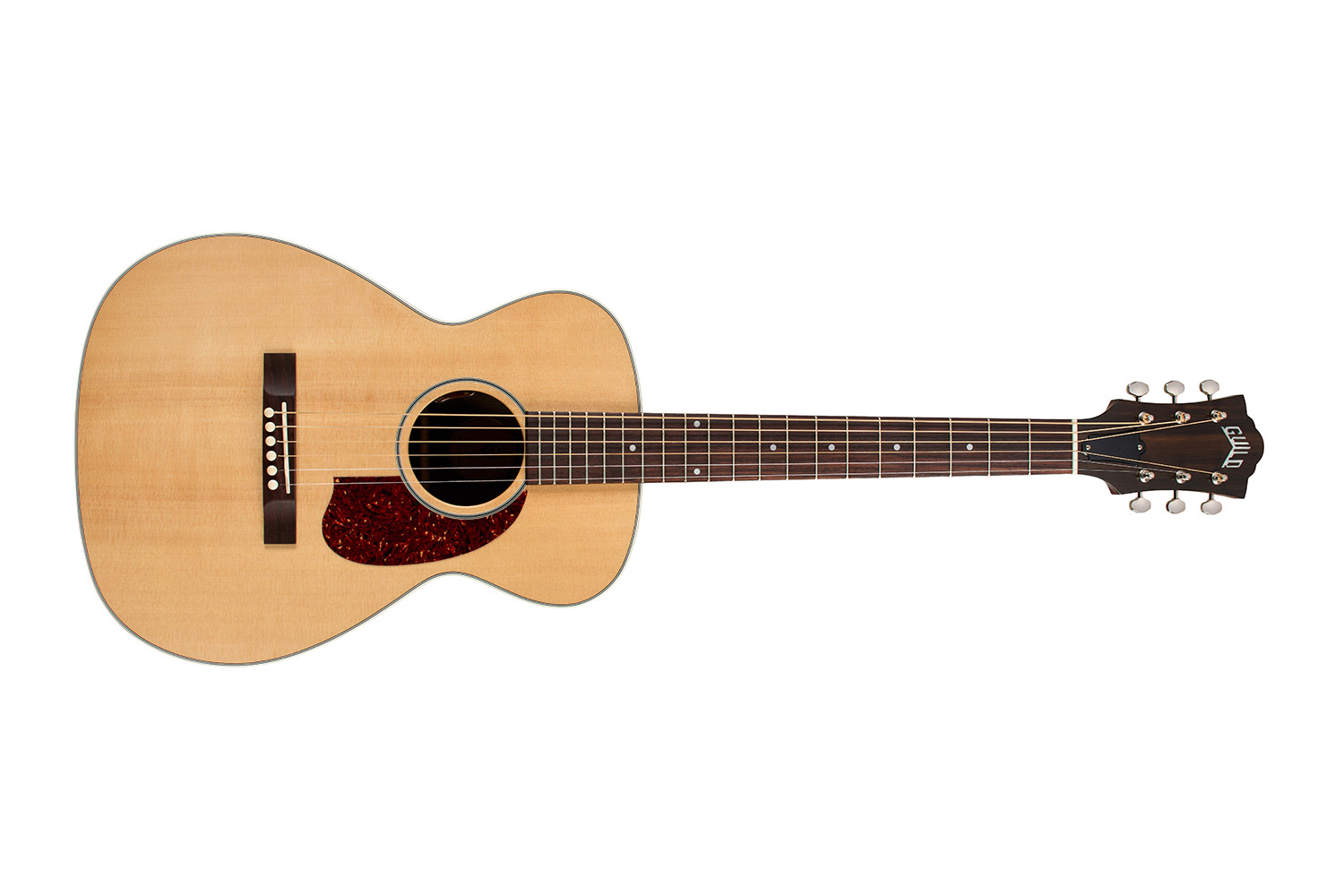 Horizontal front view of M-50 Standard Natural acoustic guitar