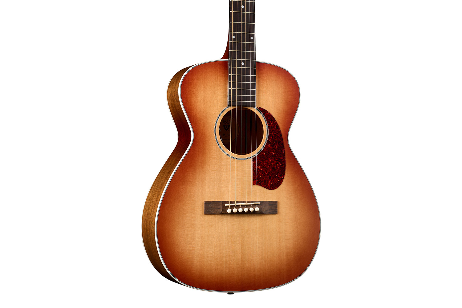 Close up body view of M-40E Standard Pacific Sunset Burst acoustic guitar