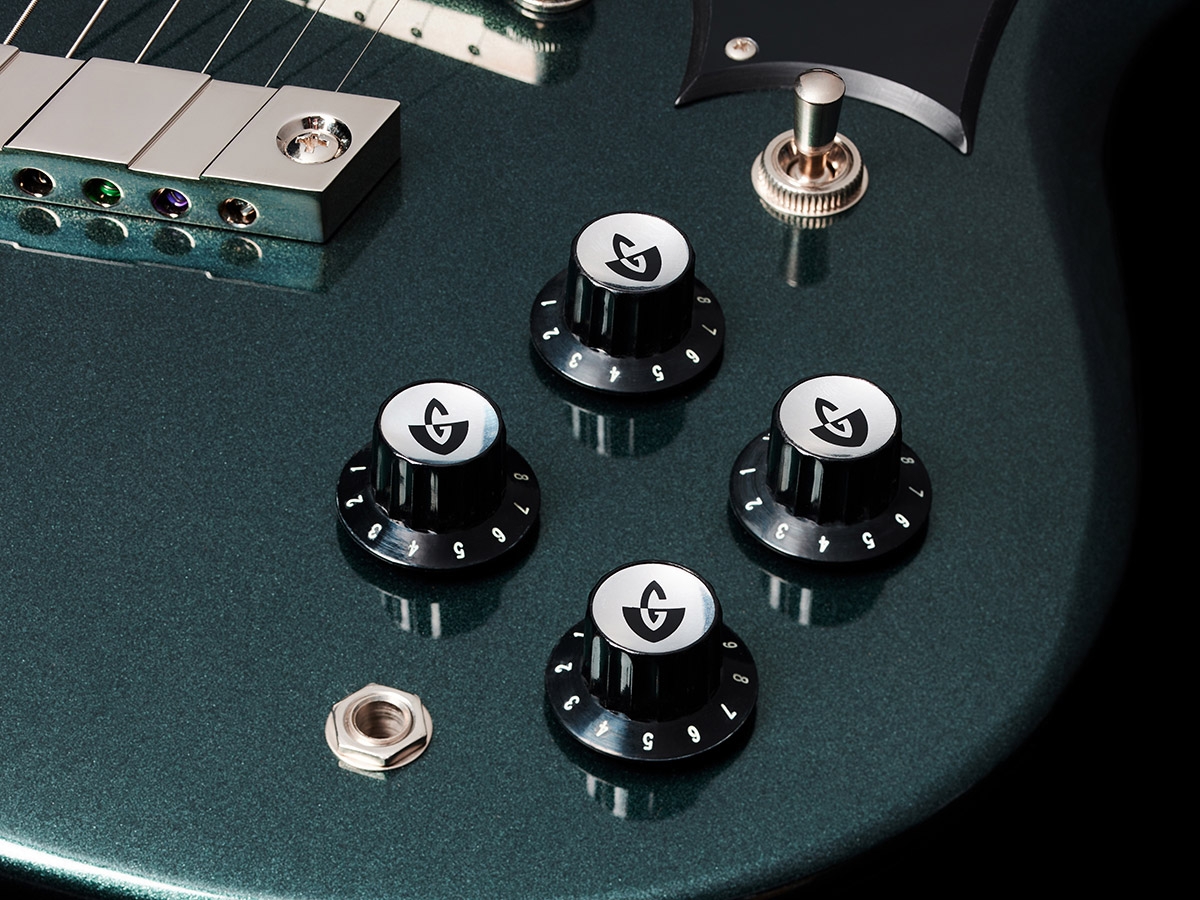 Close-up of Polara Deluxe Kingswood Green knobs