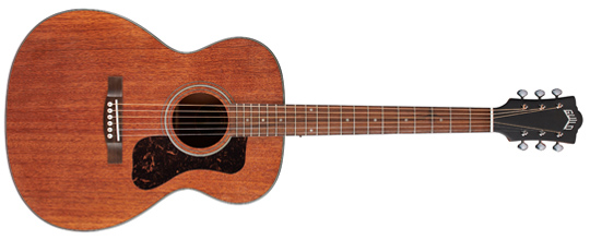 Horizontal front view of the Guild OM-320 acoustic guitar