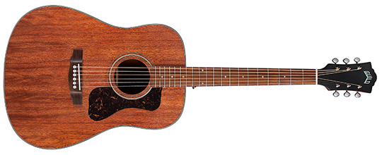 Horizontal front view of the Guild D-320 acoustic guitar