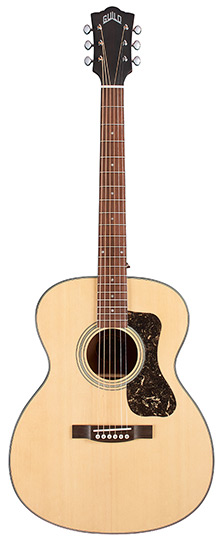 Vertical  front view of the Guild OM-340 acoustic guitar