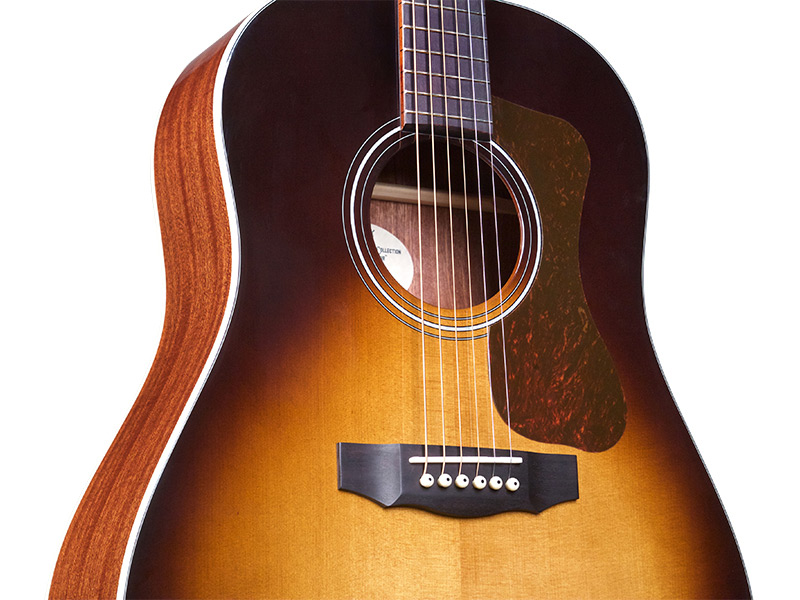 Close up Body view of DS-240 Vintage Sunburst acoustic guitar