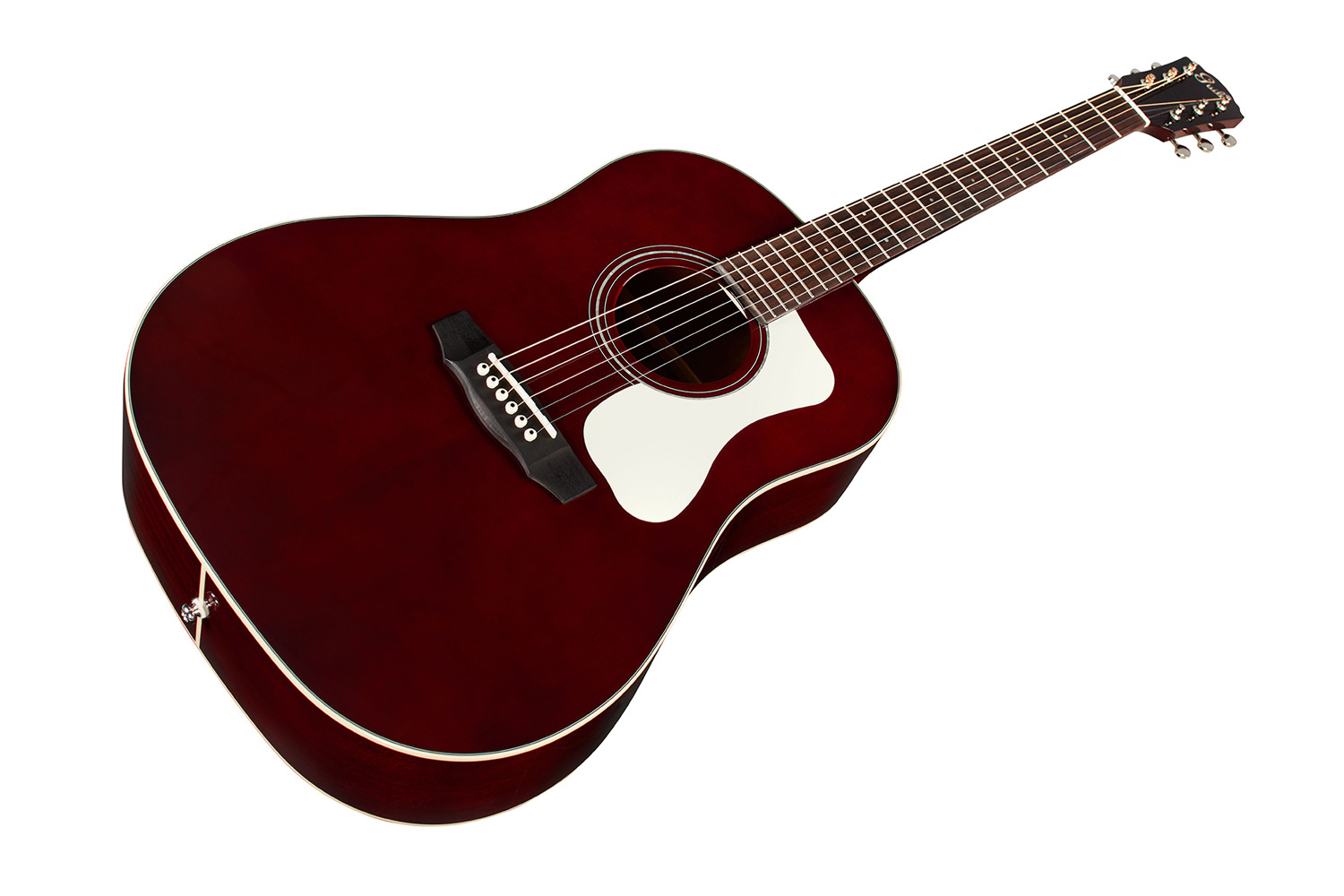 Horizontal view of DS-240 Wine Red acoustic guitar slightly angled