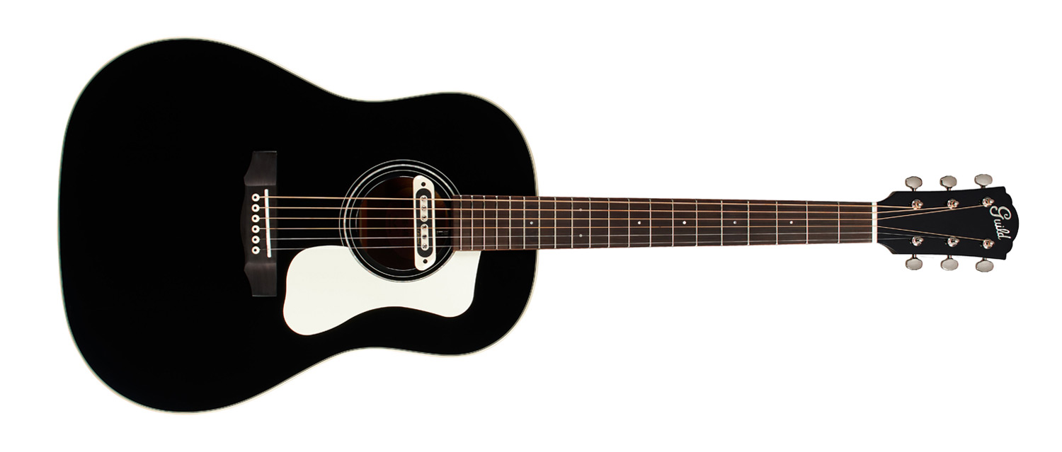 Horizontal front view of DS-240E Black acoustic guitar 