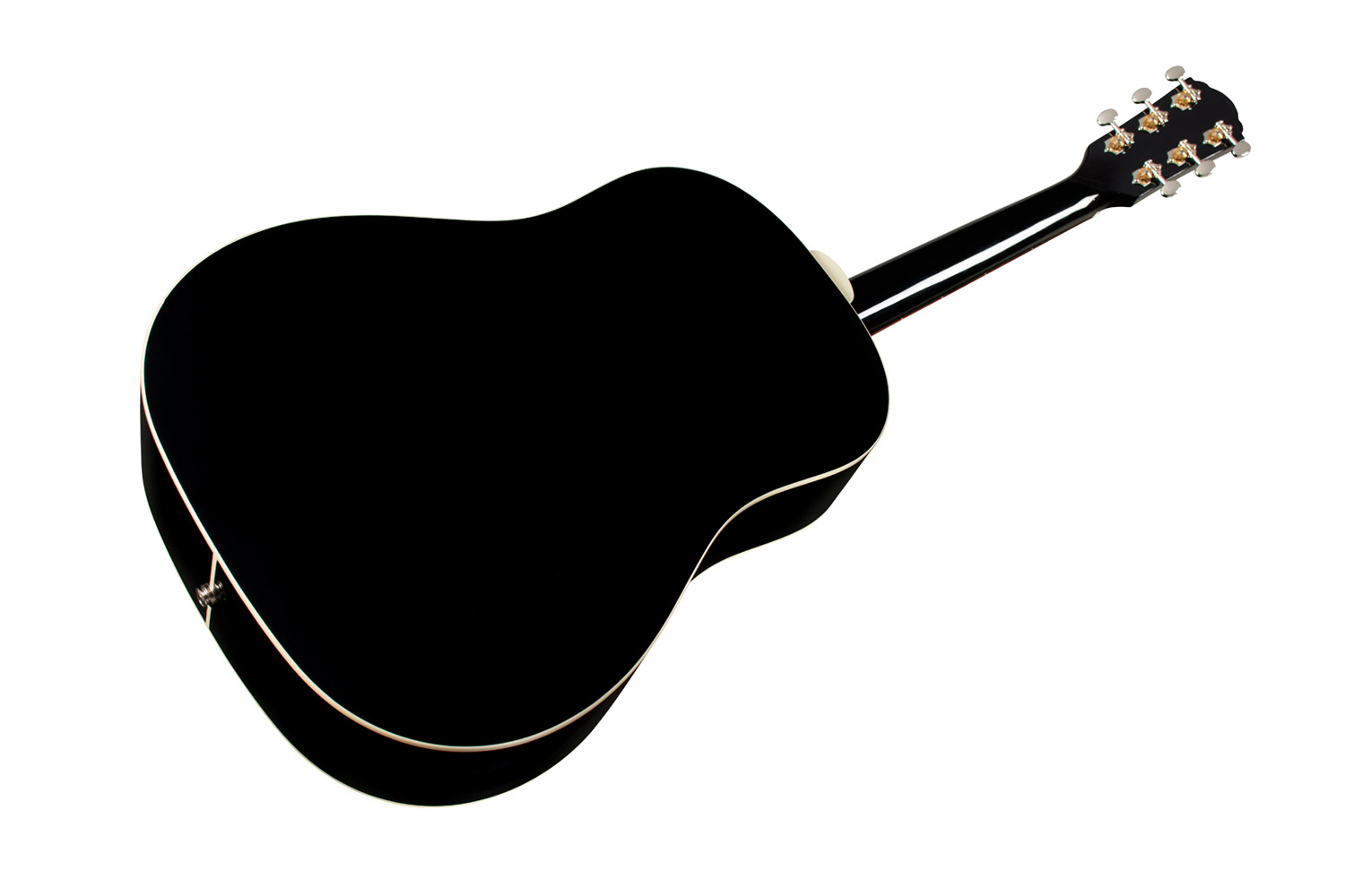 Angled back view of DS-240E Black acoustic guitar 