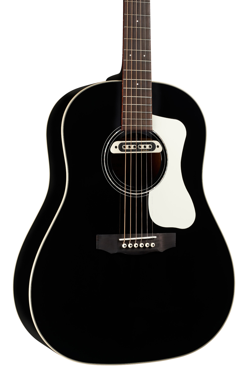 Close up Body view of DS-240E Black acoustic guitar 