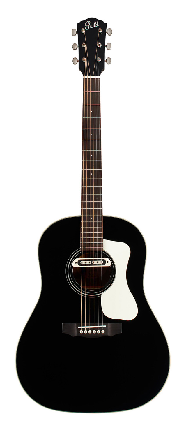 Vertical front view of DS-240E Black acoustic guitar