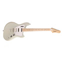 Horizontal view of  Surfliner Sage White electric guitar slightly angled