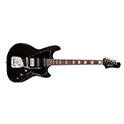 Horizontal front view of Surfliner Deluxe Black electric guitar thumnail