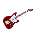 Angled front view of Surfliner Deluxe Scarlett Red electric guitar thumnail