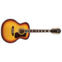 Horizontal front view of F-512E Maple Antique Burst guitar thumbnail