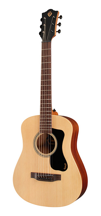 Vertical view of Travel Spruce acoustic guitar