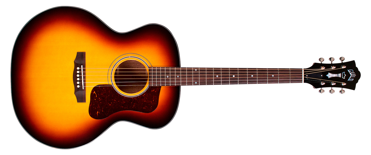 Horizontal front view of F-40 Vintage Sunburst acoustic guitar
