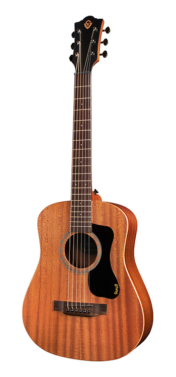 Vertical view of Travel Mahogany acoustic guitar