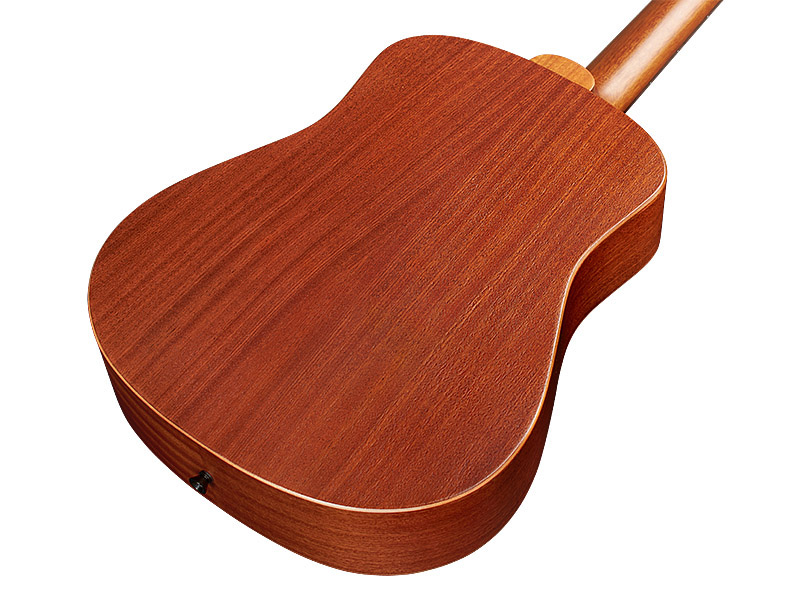 Angled back view of  Travel Mahogany acoustic guitar body