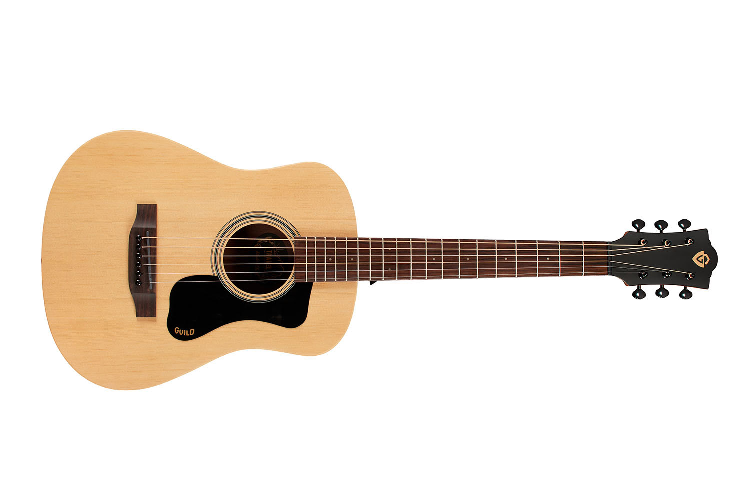 Horizontal front view of Travel Spruce acoustic guitar